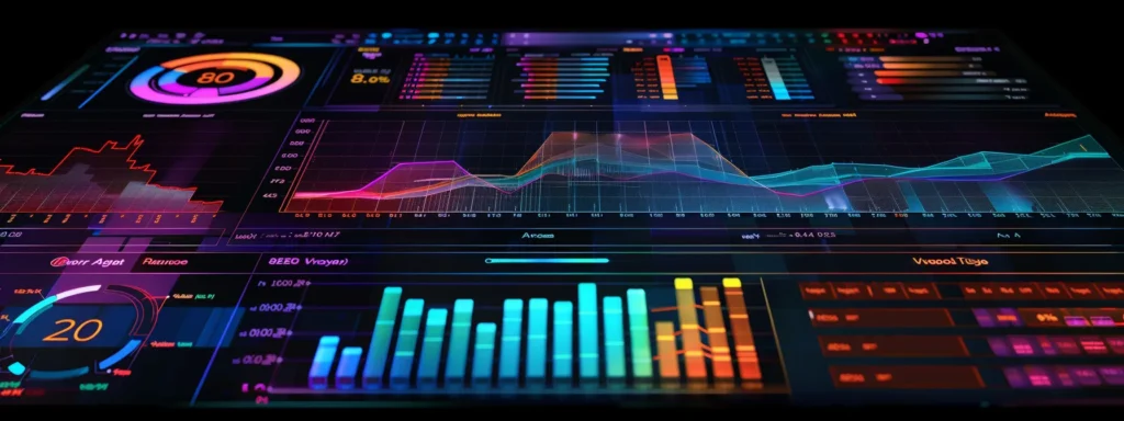 a computer screen displaying a colorful dashboard of free seo tools, with graphs, charts, and metrics illustrating website performance and user engagement.