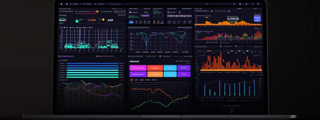 a laptop screen displaying colorful graphs and charts representing on-page optimization tools like yoast seo, seoquake, and grammarly for seo writing.