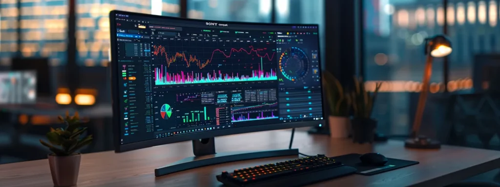 a sleek computer screen displaying intricate keyword research data and content optimization tools, showcasing the power of ai automation in seo.