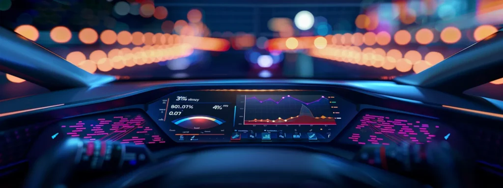 a sleek, futuristic dashboard displaying complex data analytics with vibrant colors and intuitive design.